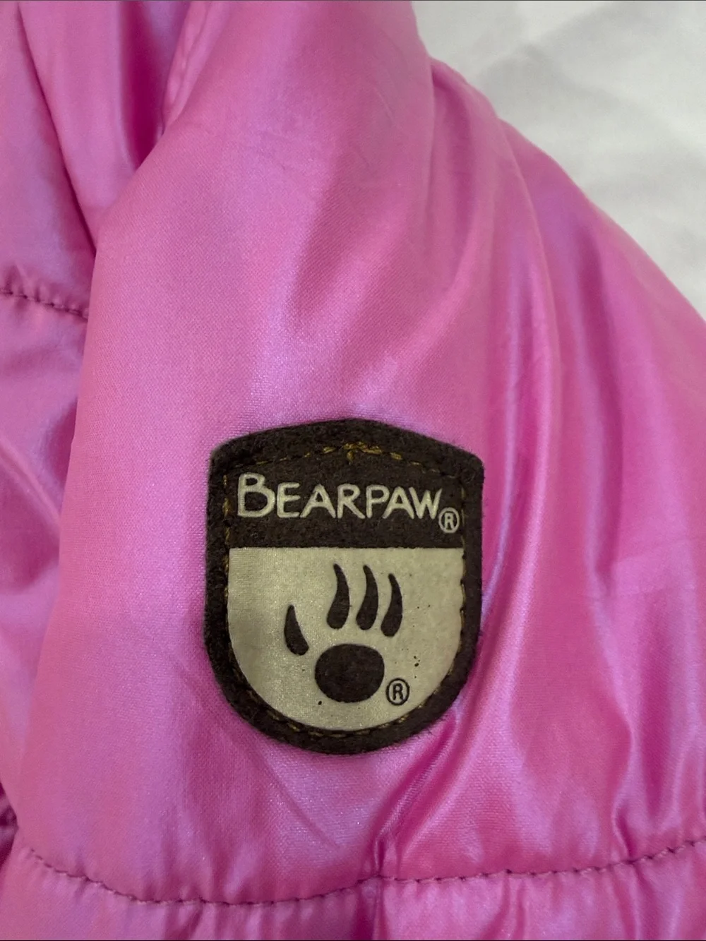 BearPaw Pink Puffer Jacket with Logo Patch